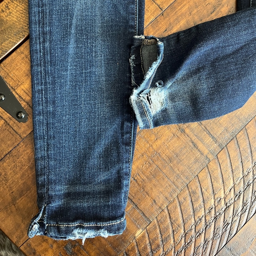 Buckle Distressed Dark Blue Skinny Jeans - Picture 4 of 5